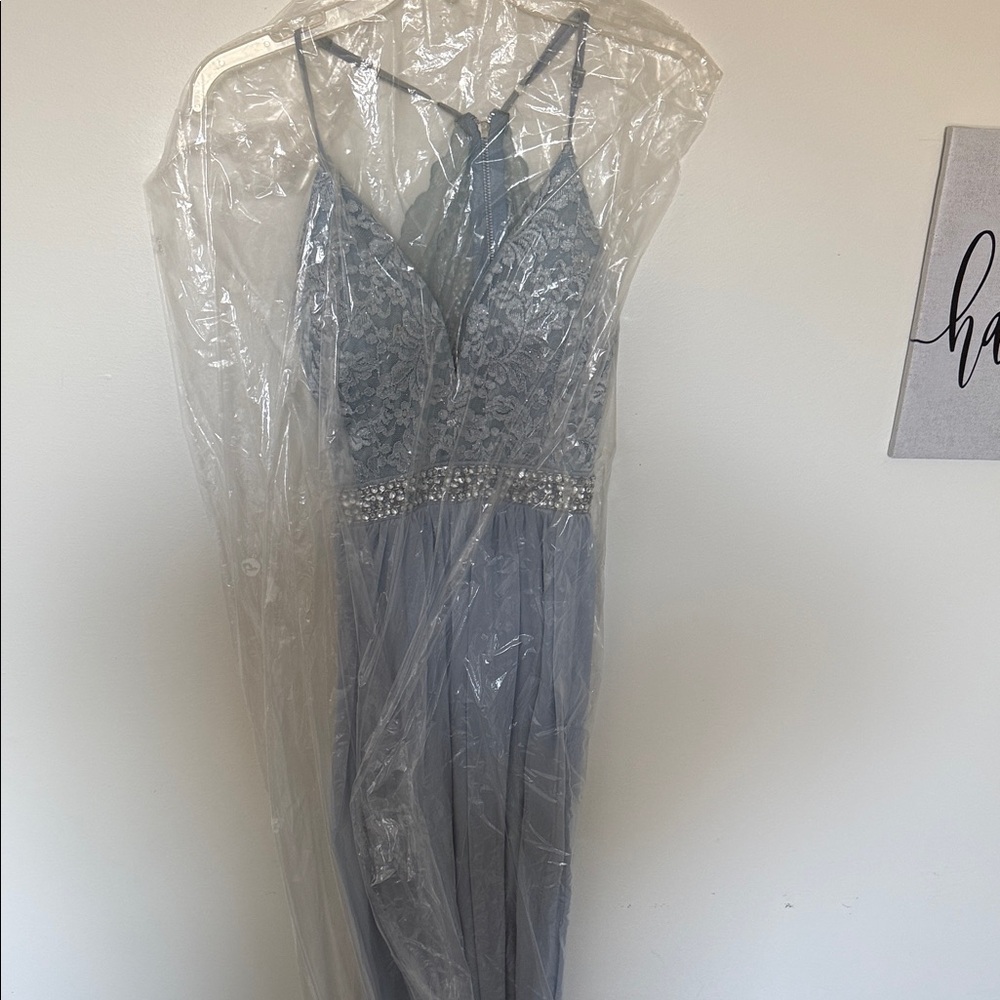 Emerald Sundae Light Blue Lace Prom Dress